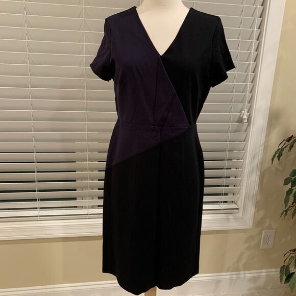 Ann Taylor Dresses & Skirts - Ann Taylor Dress Womens Size 6 Color Block Sheath Short Sleeves Purple/Black